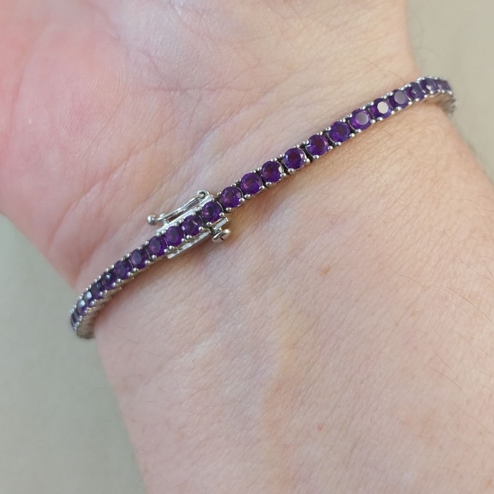 Sterling Silver Amethyst Bracelet - Picture 10 of 16